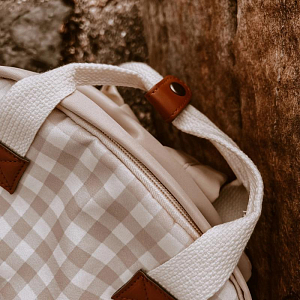 Рюкзак Mrs. Ertha "Soft Squares", кремовая клетка виши, маленький, водонепроницаемый